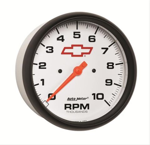 AutoMeter Phantom Series Chevy Bowtie Tachometers 5898-00406 Gauge, Tachometer, Phantom, Bowtie, Electric, 5 in., 0-10,000 rpm, White Face/Black Bezel, Each
