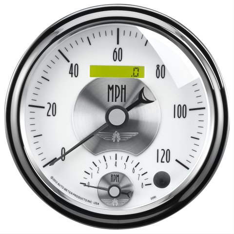 AutoMeter Prestige Analog Gauge Kits 2095 Kits, Kits, Dual Gauge, Speedometer and Tachometer, 5 in., White Face, Black Numbers, Chrome Bezel, Electronic, Kit