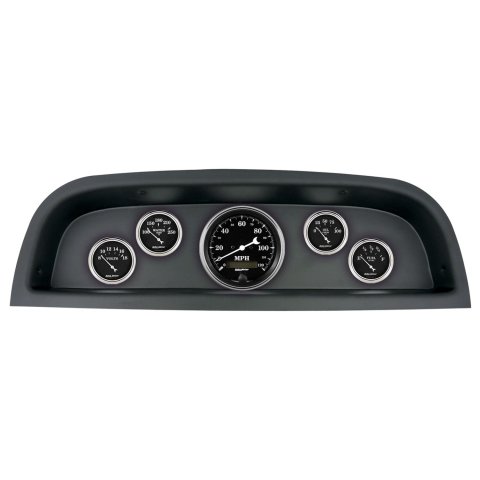 AutoMeter Old Tyme Black Series Instrument Clusters 2102-07 Gauge Kit, Black, Analog, Speedometer, Oil, Water, Volts, Fuel, White Numbers and Pointers, Panel, Chevy, Kit