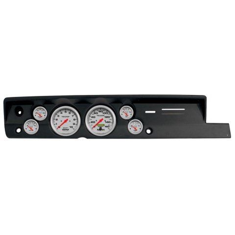 AutoMeter Ultra-Lite Instrument Clusters for 1967-1969 BARRACUDA - 2118-13 Gauge Kit, Ultra-Lite, Analog, Silver Face, Speedo, Tach, Oil, Water, Volts, Fuel, Black Numbers, Red Pointers, Black Panel, Plymouth, Kit