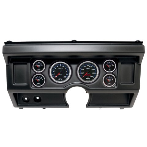 AutoMeter Cobalt Instrument Clusters 2918-05 Gauge Kit, Cobalt, Analog, Black Face, Speedo, Tach, Oil, Water, Volt, Fuel, White/Blue Numbers, Red Pointers, Black Panel, Ford, No A/C, Kit