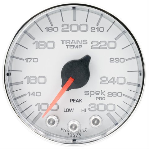 AutoMeter Spek-Pro Analog Gauges P342118 Gauges, Spek-Pro, Transmission Temperature, 100-300 degrees F, 2 1/16 in., White Face, Multicolor Numbers, Chrome Bezel, Analog, Electrical, Each