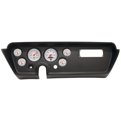 AutoMeter Arctic White Instrument Clusters for 1967 GTO, LEMANS - 2113-03 Gauge Kit, Series, Analog, Speedometer, Tach, Oil, Water, Volts, Fuel, Black Numbers, Red Pointers, Black Panel, Pontiac, Kit