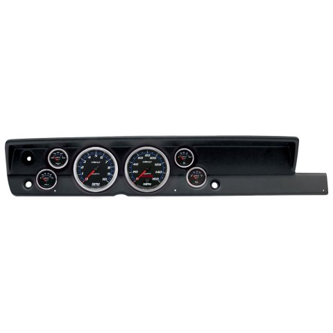 AutoMeter Cobalt Instrument Clusters for 1967-1969 BARRACUDA - 2117-05 Gauge Kit, Cobalt, Analog, Black Face, Speed, Tach, Oil, Water, Volt, Fuel, White/Blue Numbers, Red Pointers, Black Panel, Plymouth, No Heat, Kit