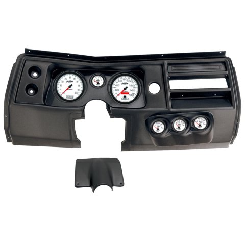 AutoMeter Phantom II Instrument Clusters for 1968 CHEVELLE, EL CAMINO - 2903-10 Gauge Kit, II, Analog, White Face, Speedo, Tach, Oil, Water, Volt, Fuel, Silver Numbers, Red Pointers, Black Panel, Chevy, No Vent, Kit