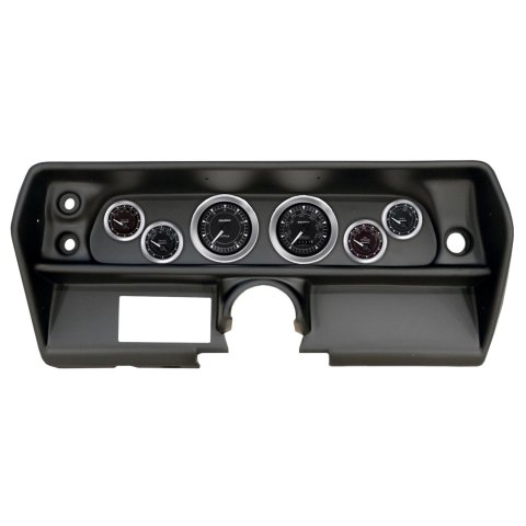 AutoMeter Chrono Instrument Clusters for 1968 CHEVY II - 2905-04 Gauge Kit, Chrono, Analog, Black Face, Speedo, Tach, Oil, Water, Volt, Fuel, White Numbers, Red Pointers, Black Panel, Chevy, Kit