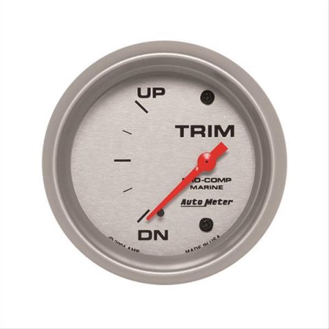 AutoMeter Pro-Comp Marine Analog Gauges 200767-33 Gauge, Marine, Trim, 2 5/8 in., Short Sweep, Silver Face, Red Pointer, Silver Bezel, Electrical, Each