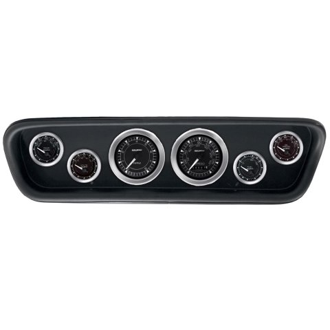 AutoMeter Chrono Instrument Clusters for 1964-1965 MUSTANG - 2107-04 Gauge Kit, Chrono, Analog, Black Face, Speedometer, Tach, Oil, Water, Volts, Fuel, White Numbers and Pointers, Black Panel, Ford, Kit