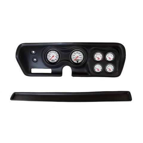 AutoMeter Phantom Instrument Clusters 2140-09 Gauge Kit, Phantom, Analog, White Face, Speedo, Tach, Oil, Water, Volt, Fuel, Black Numbers, Red Pointers, Black Panel, Dodge, Plymouth, Kit