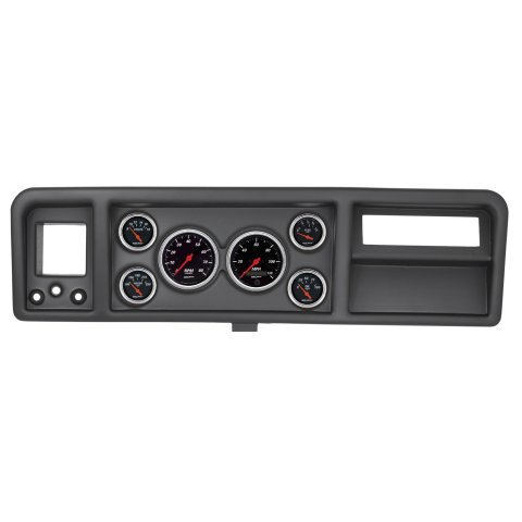 AutoMeter Designer Black Instrument Clusters 2146-06 Gauge Kit, Black, Analog, Speedometer, Tach, Oil, Water, Volt, Fuel, White Numbers, Red Pointers, Panel, Ford, Kit