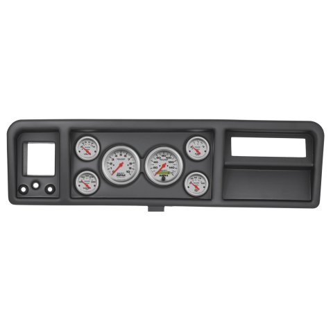 AutoMeter Ultra-Lite Instrument Clusters 2146-13 Gauge Kit, Ultra-Lite, Analog, Silver Face, Speedometer, Tach, Oil, Water, Volt, Fuel, Black Numbers, Red Pointers, Black Panel, Ford, Kit