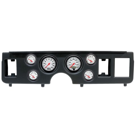 AutoMeter Phantom Instrument Clusters for 1979-1986 MUSTANG - 2917-09 Gauge Kit, Phantom, Analog, White Face, Speedo, Tach, Oil, Water, Volt, Fuel, Black Numbers, Red Pointers, Black Panel, Ford, Kit