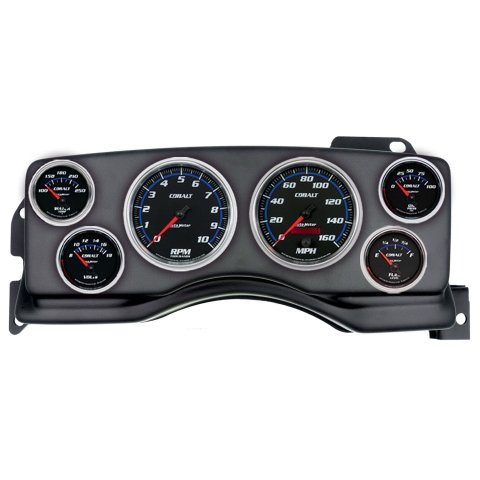 AutoMeter Cobalt Instrument Clusters for 1990-1993 MUSTANG - 2927-05 Gauge Kit, Cobalt, Analog, Black Face, Speedometer, Tach, Oil, Water, Volt, Fuel, White/Blue Numbers, Red Pointers, Black Panel, Ford, Kit
