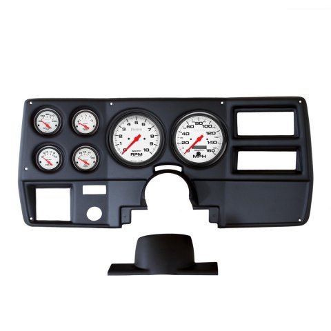 AutoMeter Phantom Instrument Clusters 2137-09 Gauge Kit, Phantom, Analog, White Face, Speedo, Tach, Oil, Water, Volt, Fuel, Black Numbers, Red Pointers, Black Panel, Chevy, Kit