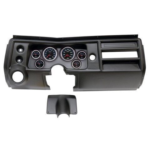 AutoMeter Cobalt Instrument Clusters for 1968 CHEVELLE, EL CAMINO - 2902-05 Gauge Kit, Cobalt, Analog, Black Face, Speedo, Tach, Oil, Water, Volt, Fuel, White/Blue Numbers, Red Pointers, Black Panel, Chevy, With Vent, Kit