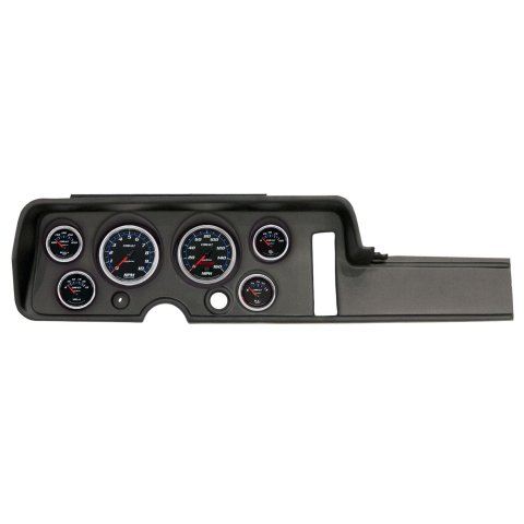 AutoMeter Cobalt Instrument Clusters for 1968 GTO, LEMANS - 2906-05 Gauge Kit, Cobalt, Analog, Black Face, Speedometer, Tach, Oil, Water, Volt, Fuel, White/Blue Numbers, Red Pointers, Black Panel, Chevy, Kit