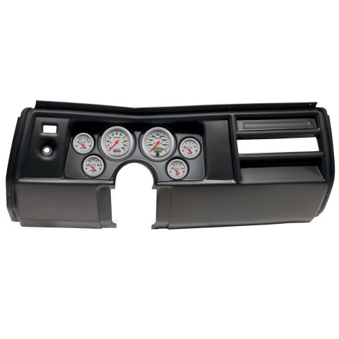 AutoMeter Ultra-Lite Instrument Clusters for 1969 CHEVELLE, EL CAMINO - 2908-13 Gauge Kit, Ultra-Lite, Analog, Silver Face, Speedometer, Tach, Oil, Water, Volt, Fuel, Black Numbers, Red Pointers, Black Panel, Chevy, No Vent, Kit