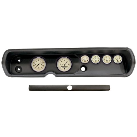 AutoMeter Antique Beige Instrument Clusters for 1964-1965 CHEVELLE, EL CAMINO, MALIBU - 2929-02 Gauge Kit, Beige, Analog, Speedometer, Tach, Oil, Water, Volt, Fuel, Black Numbers and Pointers, Black Panel, Chevy, Kit