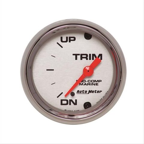 AutoMeter Pro-Comp Marine Analog Gauges 200766-35 Gauge, Marine, Trim, 2 1/16 in., Short Sweep, Silver Face, Red Pointer, Chrome Bezel, Electrical, Each