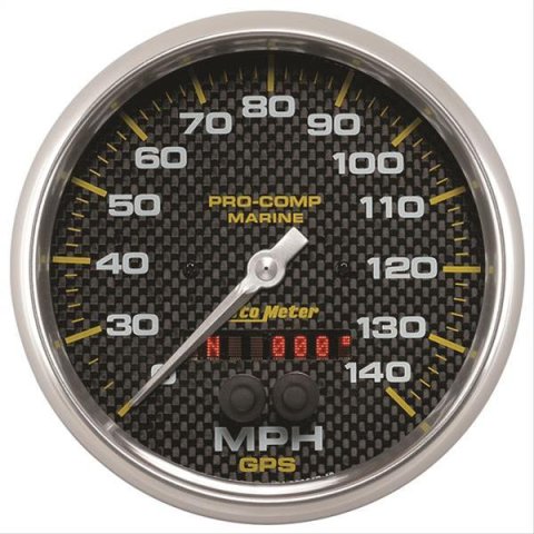 AutoMeter Pro-Comp Marine GPS Speedometers 200647 Gauge, Marine, Speedometer, 5 in., 0-140 mph, Full Sweep, White Face, Red Pointer, White Bezel, Electrical, GPS, Each