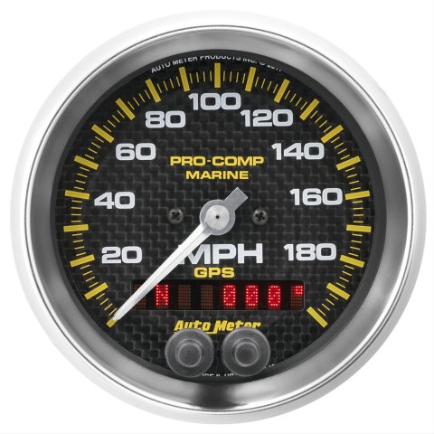Auto Meter Marine Gauges 200639-40 Gauge, Speedometer, 3 3/8In, 200MPH, GPS, Carbon Fiber
