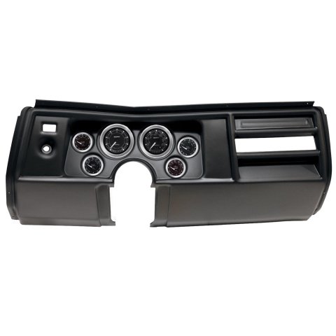 AutoMeter Chrono Instrument Clusters for 1969 CHEVELLE, EL CAMINO - 2908-04 Gauge Kit, Chrono, Analog, Black Face, Speedometer, Tach, Oil, Water, Volt, Fuel, White Numbers and Pointers, Black Panel, Chevy, No Vent, Kit