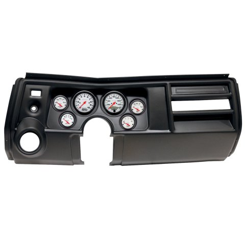 AutoMeter Phantom Instrument Clusters for 1969 CHEVELLE, EL CAMINO - 2909-09 Gauge Kit, Phantom, Analog, White Face, Speedometer, Tach, Oil, Water, Volt, Fuel, Black Numbers, Red Pointers, Black Panel, Chevy, Vent, Kit