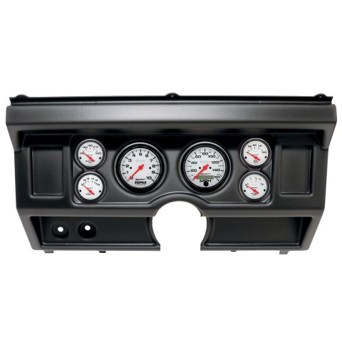 AutoMeter Phantom Instrument Clusters 2918-09 Gauge Kit, Phantom, Analog, White Face, Speedo, Tach, Oil, Water, Volt, Fuel, Black Numbers, Red Pointers, Black Panel, Ford, No A/C, Kit
