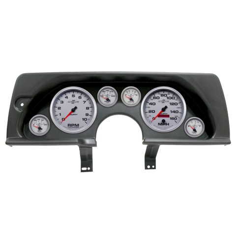 AutoMeter Ultra-Lite II Instrument Clusters for 1990-1992 CAMARO - 2926-14 Gauge Kit, II, Analog, Silver Face, Speedometer, Tach, Oil, Water, Volt, Fuel, Black Numbers, Red Pointers, Black Panel, Chevy, GMC, Kit