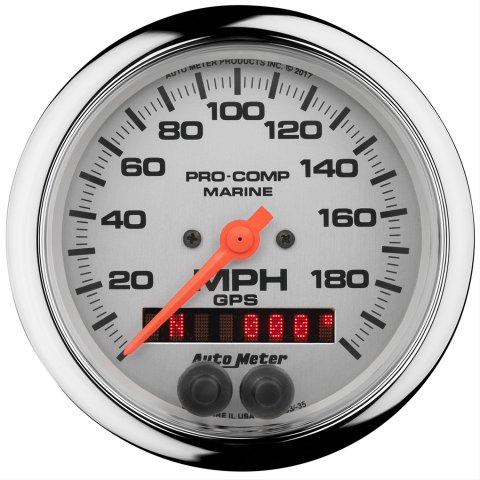 Auto Meter Marine Gauges 200639-35 Gauge, Speedometer, 3 3/8In, 200MPH, GPS, Chrome