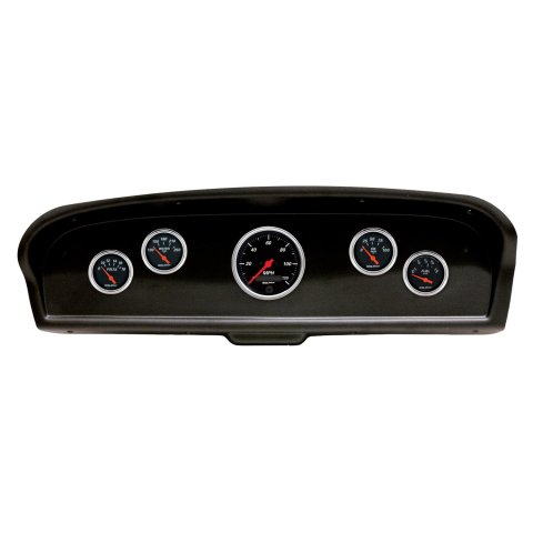 AutoMeter Designer Black Instrument Clusters 2105-06 Gauge Kit, Black, Analog, Speedometer, Oil, Water, Volts, Fuel, White Numbers, Red Pointers, Panel, Ford, Kit