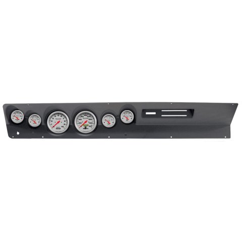 AutoMeter Ultra-Lite Instrument Clusters for 1967-1969 DART - 2120-13 Gauge Kit, Ultra-Lite, Analog, Silver Face, Speedo, Tach, Oil, Water, Volts, Fuel, Black Numbers, Red Pointers, Black Panel, Dodge, With A/C, Kit