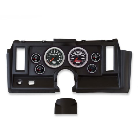 AutoMeter Sport-Comp II Instrument Clusters for 1969 CAMARO - 2131-12 Gauge Kit, II, Analog, Black Face, Speedo, Tach, Oil, Water, Volt, Fuel, White Numbers, Red Pointers, Black Panel, Chevy, Kit