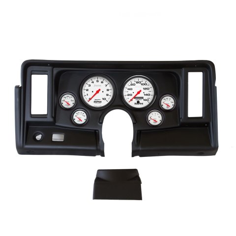 AutoMeter Phantom Instrument Clusters for 1969-1976 NOVA - 2134-09 Gauge Kit, Phantom, Analog, White Face, Speedo, Tach, Oil, Water, Volt, Fuel, Black Numbers, Red Pointers, Black Panel, Chevy, Kit