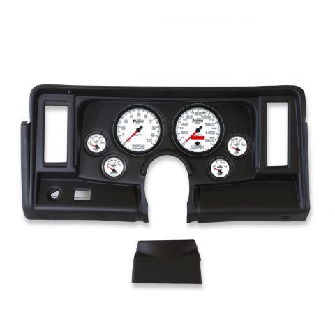AutoMeter Phantom II Instrument Clusters for 1969-1976 NOVA - 2134-10 Gauge Kit, II, Analog, White Face, Speedo, Tach, Oil, Water, Volt, Fuel, Silver Numbers, Red Pointers, Black Panel, Chevy, Kit