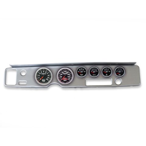 AutoMeter Sport-Comp II Instrument Clusters for 1970-1981 FIREBIRD - 2138-12 Gauge Kit, II, Analog, Black Face, Speedo, Tach, Oil, Water, Volt, Fuel, White Numbers, Red Pointers, Brushed Panel, Pontiac, Kit