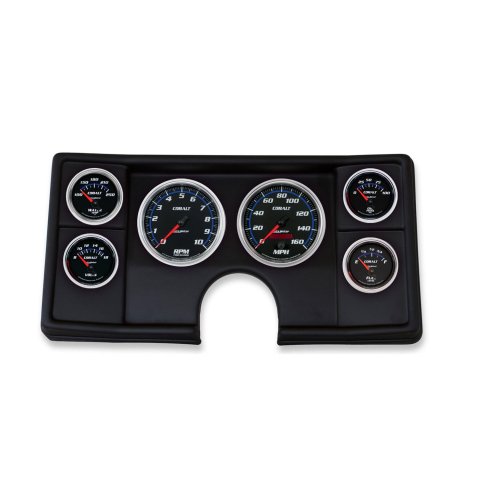 AutoMeter Cobalt Instrument Clusters for 1982-1987 EL CAMINO, MONTE CARLO, 1982-1983 MALIBU - 2143-05 Gauge Kit, Cobalt, Analog, Black Face, Speedometer, Tach, Oil, Water, Volt, Fuel, White/Blue Numbers, Red Pointers, Black Panel, Chevy, Kit