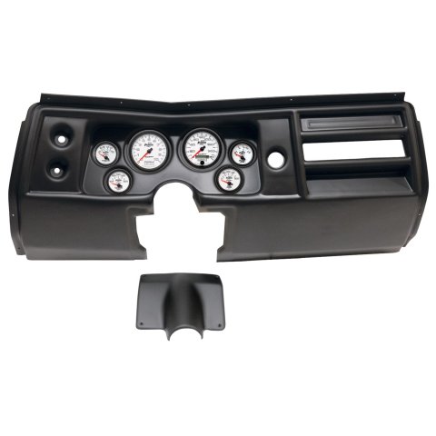 AutoMeter Phantom II Instrument Clusters for 1968 CHEVELLE, EL CAMINO - 2901-10 Gauge Kit, II, Analog, White Face, Speedo, Tach, Oil, Water, Volt, Fuel, Silver Numbers, Red Pointers, Black Panel, Chevy, No Vent, Kit