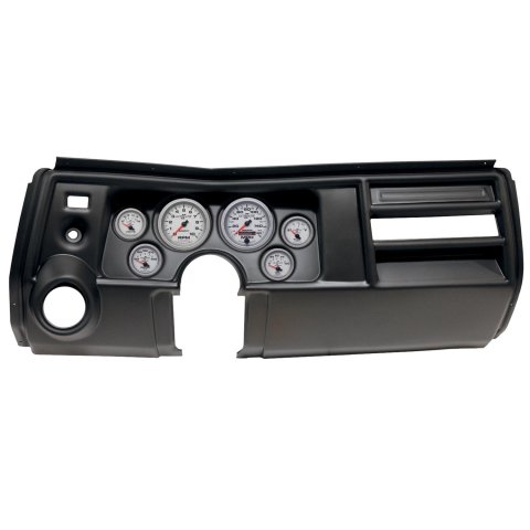 AutoMeter Ultra-Lite II Instrument Clusters for 1969 CHEVELLE, EL CAMINO - 2909-14 Gauge Kit, II, Analog, Silver Face, Speedometer, Tach, Oil, Water, Volt, Fuel, Black Numbers, Red Pointers, Black Panel, Chevy, Vent, Kit