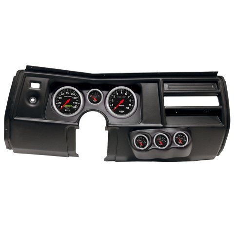 AutoMeter Sport-Comp Instrument Clusters for 1969 CHEVELLE, EL CAMINO - 2910-11 Gauge Kit, Sport-Comp, Analog, Black Face, Speedometer, Tach, Oil, Water, Volt, Fuel, White Numbers, Red Pointers, Black Panel, Chevy, No Vent, Kit