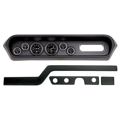 AutoMeter Old Tyme Black Series Instrument Clusters for 1964-1965 GTO, LEMANS - 2108-07 Gauge Kit, Black, Analog, Speedometer, Tach, Oil, Water, Volts, Fuel, White Numbers and Pointers, Panel, Pontiac, Kit