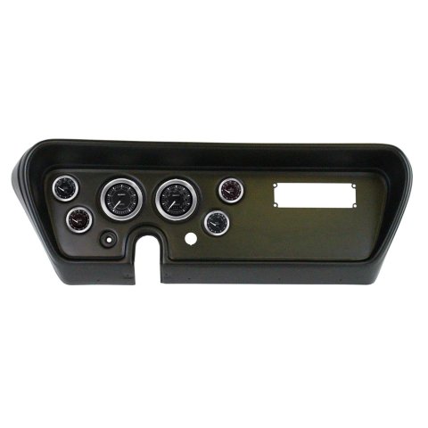 AutoMeter Chrono Instrument Clusters for 1966 GTO, LEMANS - 2111-04 Gauge Kit, ,Analog, Black Face, Speedometer, Tach, Oil, Water, Volts, Fuel, White Numbers and Pointers, Black Panel, Pontiac, Kit