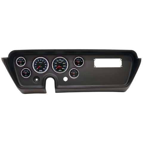 AutoMeter Cobalt Instrument Clusters for 1967 GTO, LEMANS - 2113-05 Gauge Kit, Cobalt, Analog, Black Face, Speedometer, Tach, Oil, Water, Volts, Fuel, White/Blue Numbers, Red Pointers, Black Panel, Pontiac, Kit