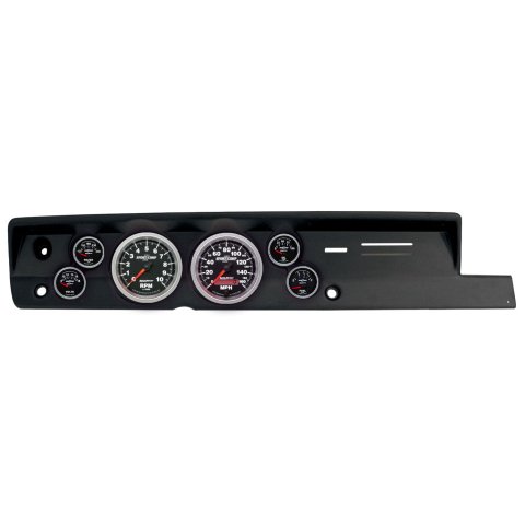 AutoMeter Sport-Comp II Instrument Clusters for 1967-1969 BARRACUDA - 2118-12 Gauge Kit, II, Analog, Black Face, Speedo, Tach, Oil, Water, Volts, Fuel, White Numbers, Red Pointers, Black Panel, Plymouth, Kit