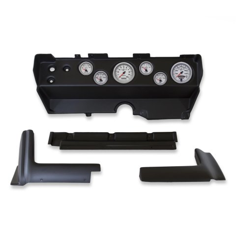 AutoMeter Ultra-Lite II Instrument Clusters for 1970-1974 BARRACUDA, CHALLENGER, CUDA - 2139-14 Gauge Kit, II, Analog, Silver Face, Speedo, Tach, Oil, Water, Volt, Fuel, Black Numbers, Red Pointers, Black Panel, Dodge, Plymouth, Kit