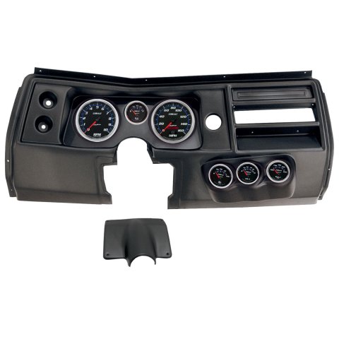 AutoMeter Cobalt Instrument Clusters for 1968 CHEVELLE, EL CAMINO - 2903-05 Gauge Kit, Cobalt, Analog, Black Face, Speedo, Tach, Oil, Water, Volt, Fuel, White/Blue Numbers, Red Pointers, Black Panel, Chevy, No Vent, Kit