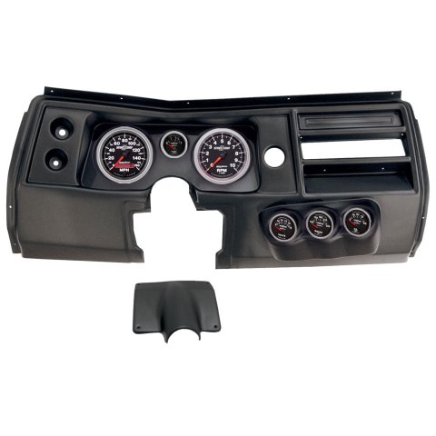 AutoMeter Sport-Comp II Instrument Clusters for 1968 CHEVELLE, EL CAMINO - 2903-12 Gauge Kit, II, Analog, Black Face, Speedo, Tach, Oil, Water, Volt, Fuel, White Numbers, Red Pointers, Black Panel, Chevy, No Vent, Kit