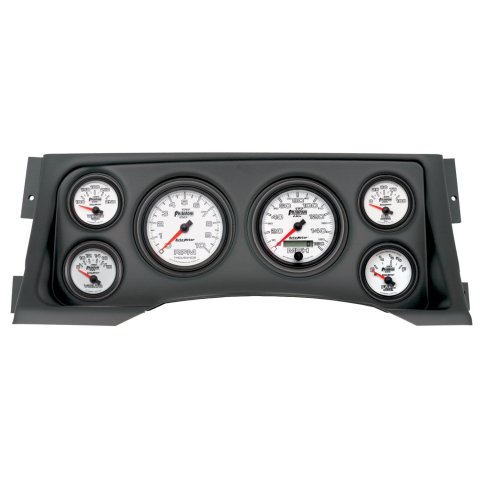 AutoMeter Phantom II Instrument Clusters 2928-10 Gauge Kit, II, Analog, White Face, Speedometer, Tach, Oil, Water, Volt, Fuel, Silver Numbers, Red Pointers, Black Panel, Chevy, GMC, Kit