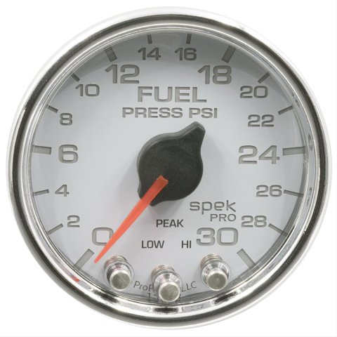 AutoMeter Spek-Pro Analog Gauges P31611 Gauges, Spek-Pro, Fuel Pressure, 0-30 psi, 2 1/16 in., White Face, Multicolor Numbers, Chrome Bezel, Analog, Electrical, Each