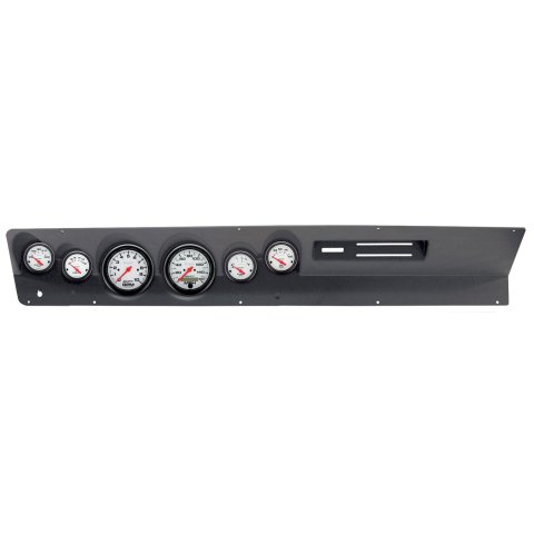 AutoMeter Phantom Instrument Clusters for 1967-1969 DART - 2120-09 Gauge Kit, Phantom, Analog, White Face, Speedo, Tach, Oil, Water, Volts, Fuel, Black Numbers, Red Pointers, Black Panel, Dodge, With A/C, Kit